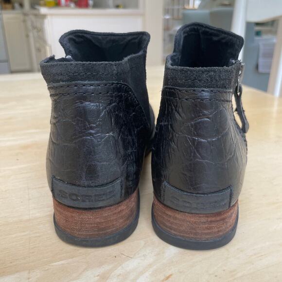 SOREL Major Low Black Suede Leather Side-Zip Women's Ankle Booties - Size 7 - Picture 10 of 15
